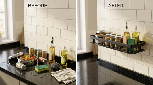 Siderak Aluminium Self-Adhesive Wall Shelf Organizer – No-Drill Multipurpose Storage Rack for Bathroom & Kitchen